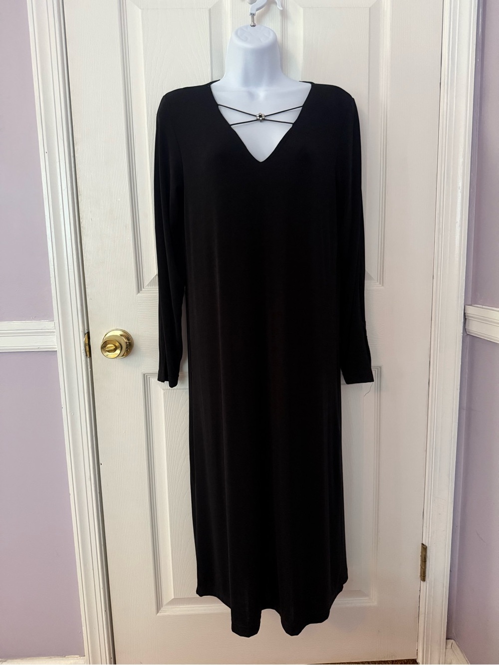 Vintage / Y2k Carolyn Strauss Black Midi Dress With Flower Charm